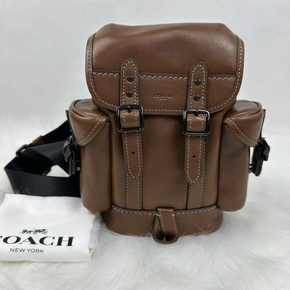 Coach Men's Hitch Backpack 13 In Leather/Dark Saddle CE505 NWT
